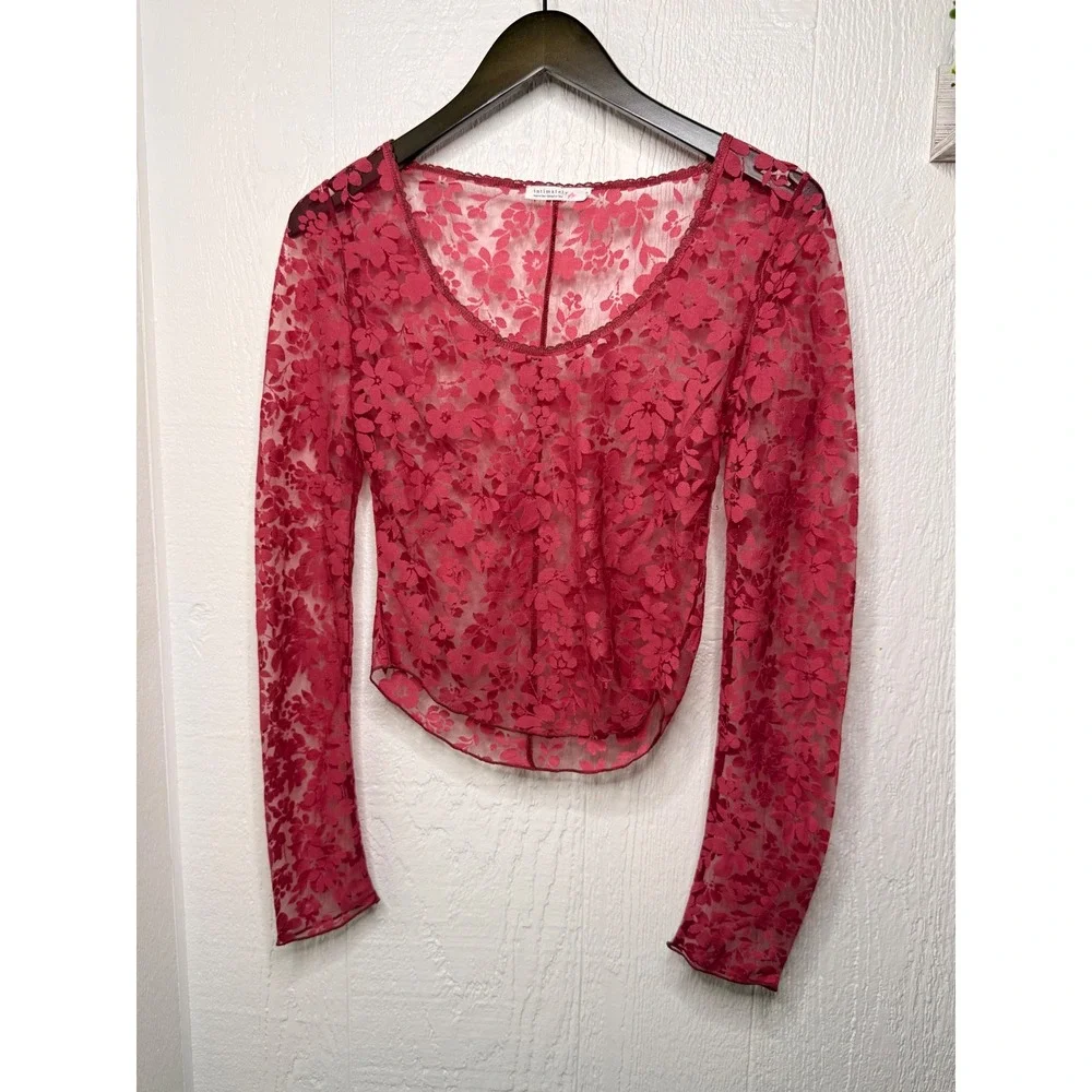 Free People Intimately Sheer Floral Burnout Mesh Scoop Neck early sunsets